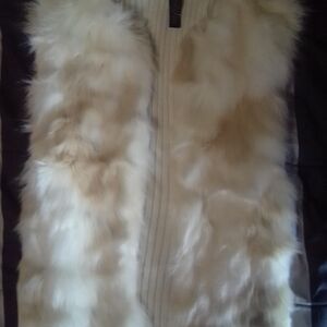 Faux Fur Vest in Cream and Tan